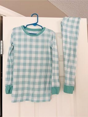 Little Sleepies Aqua Gingham Kids Pajama Set - 7/8